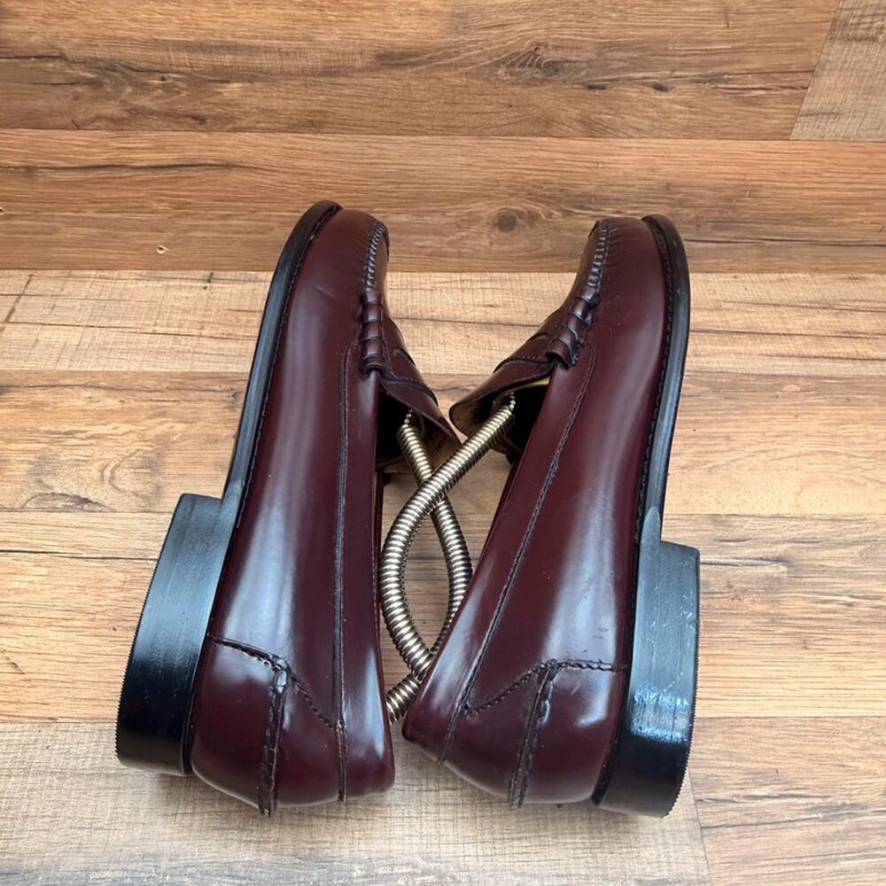 LL Bean Leather Penny Loafers Mens 9.5D Burgundy Cordovan Slip On Classic - Picture 3 of 7